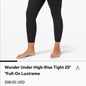 🍋 Lululemon Wunder Under highrise Luxtreme sz6 🍋